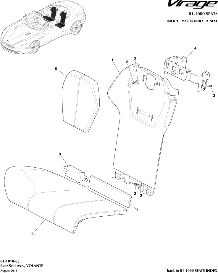 Rear Seats, Volante of Aston Martin Aston Martin GT VIRAGE (2012-2013)