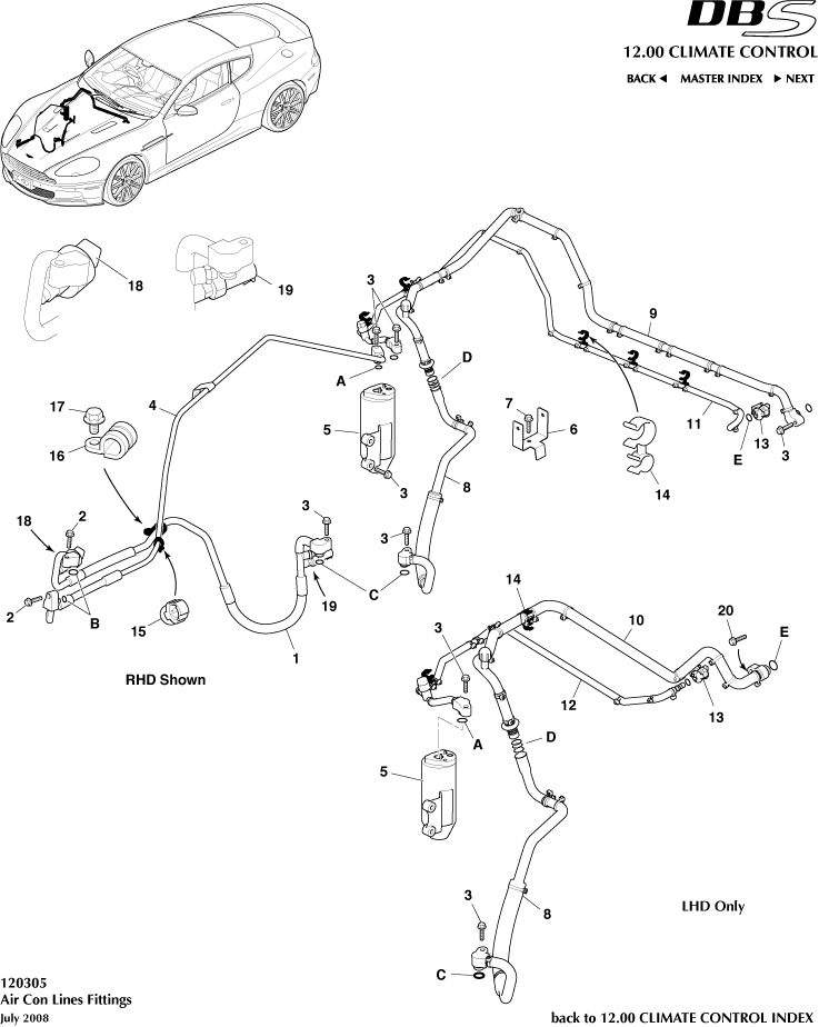 Air Con Lines of Aston Martin Aston Martin GT DBS (2007-2012)