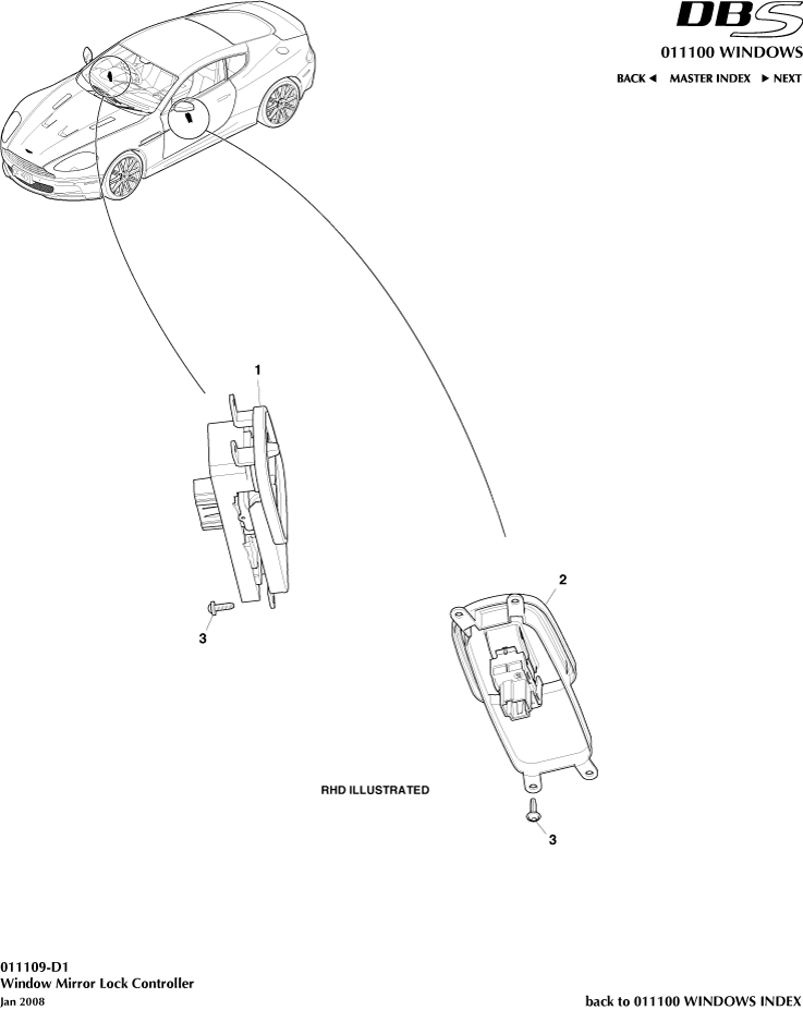 Window/Mirror Lock Controller of Aston Martin Aston Martin GT DBS (2007-2012)