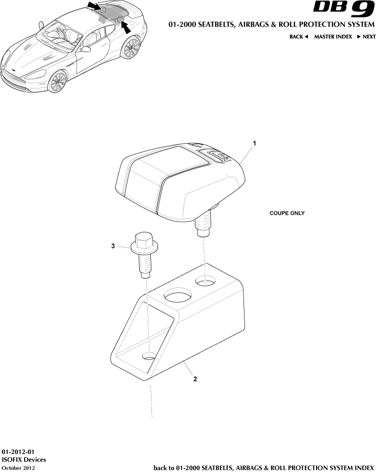Occupant Restraining Devices - Isofix Tether Brackets of Aston Martin Aston Martin GT DB9 (2004-2017)