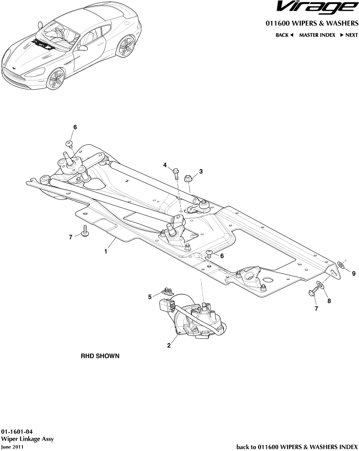 Wipers & Washers - Wiper Linkage of Aston Martin Aston Martin GT VIRAGE (2012-2013)