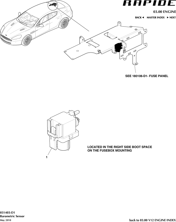 Barometric Sensor of Aston Martin Aston Martin GT RAPIDE (2010-2019)