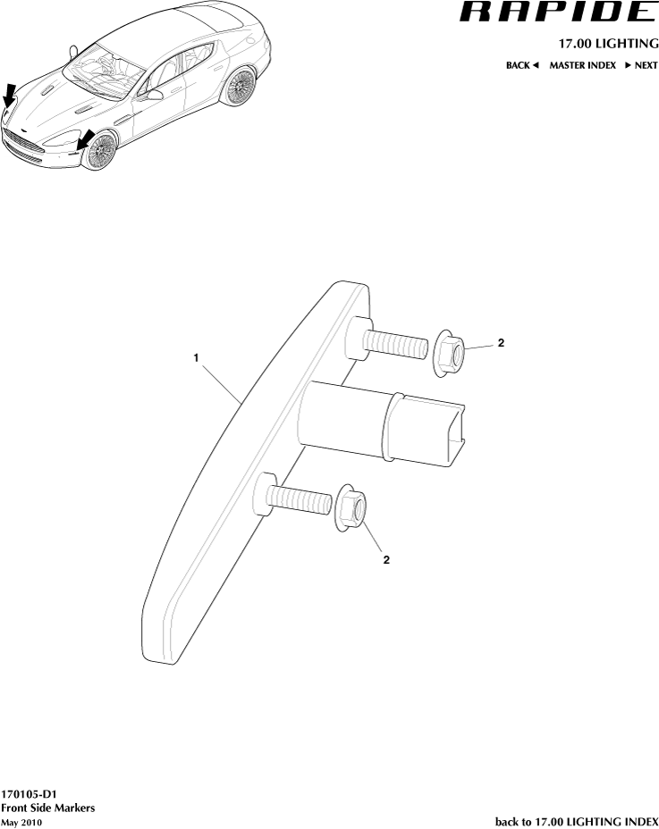 Front Side Markers of Aston Martin Aston Martin GT RAPIDE (2010-2019)