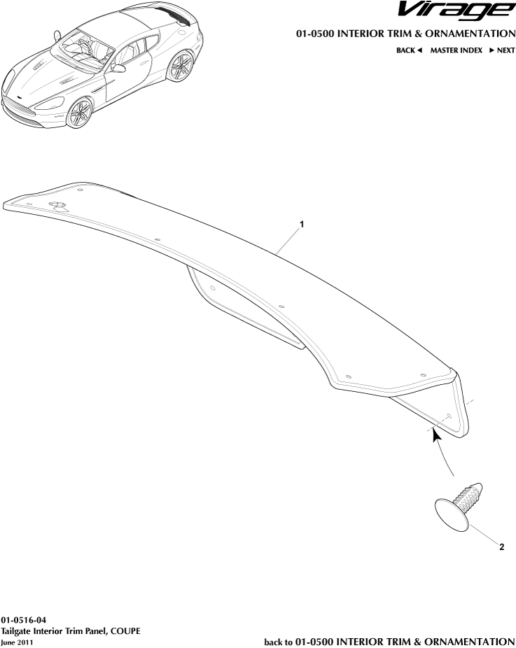 Interior Trim & Ornamentation - Tailgate Trim Panel, Coupe of Aston Martin Aston Martin GT VIRAGE (2012-2013)