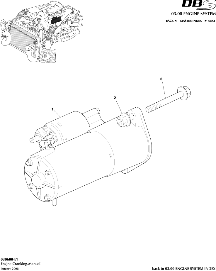 Starter Motor, Manual of Aston Martin Aston Martin GT DBS (2007-2012)