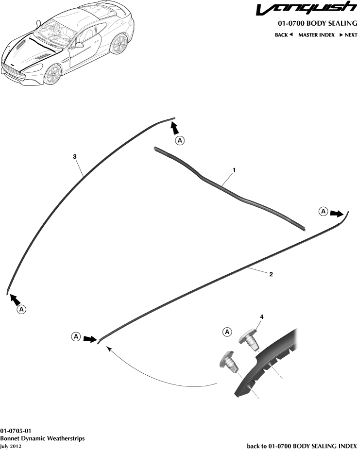 Body Sealing - Bonnet Weatherstrips of Aston Martin Aston Martin GT VANQUISH (2013-2018)