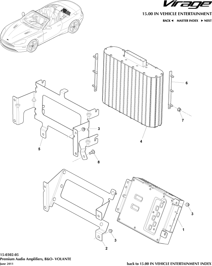 Amplifiers, B&O, Volante of Aston Martin Aston Martin GT VIRAGE (2012-2013)