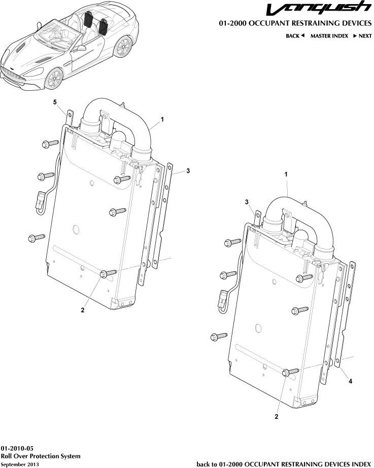 Occupant Restraining Devices - Deployable Rollbar, Volante of Aston Martin Aston Martin GT VANQUISH (2013-2018)