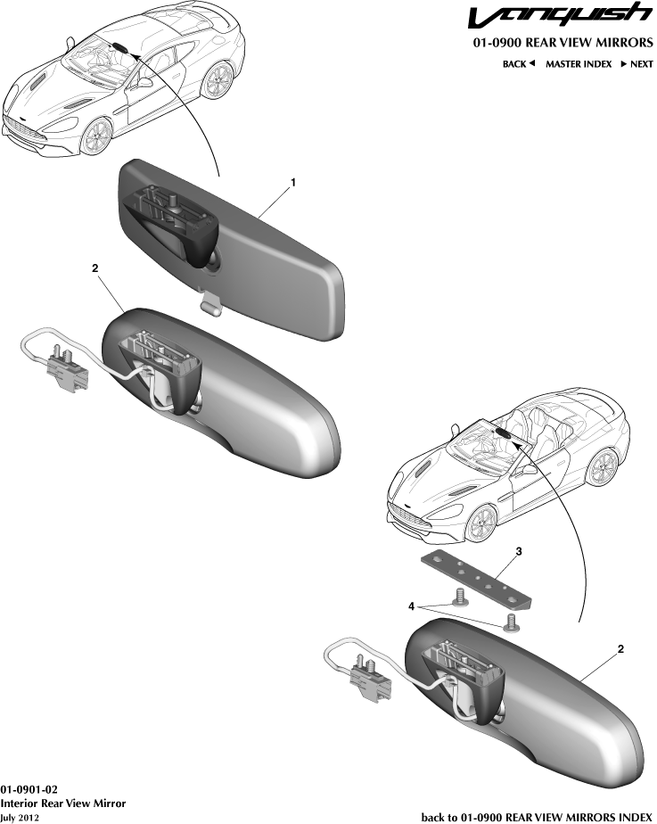 Rear View Mirrors - Interior Mirror of Aston Martin Aston Martin GT VANQUISH (2013-2018)