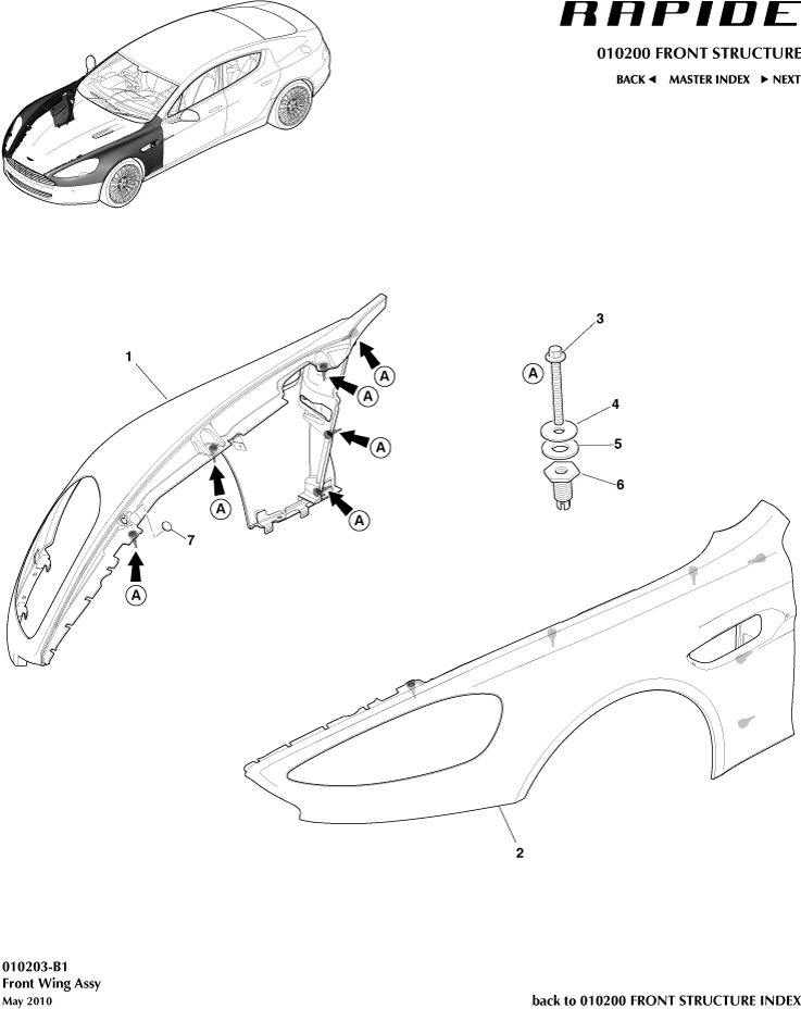 Front End Structure - Front Wings of Aston Martin Aston Martin GT RAPIDE (2010-2019)