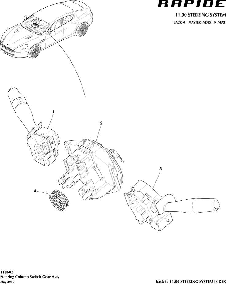 Column Switch Assembly of Aston Martin Aston Martin GT RAPIDE (2010-2019)