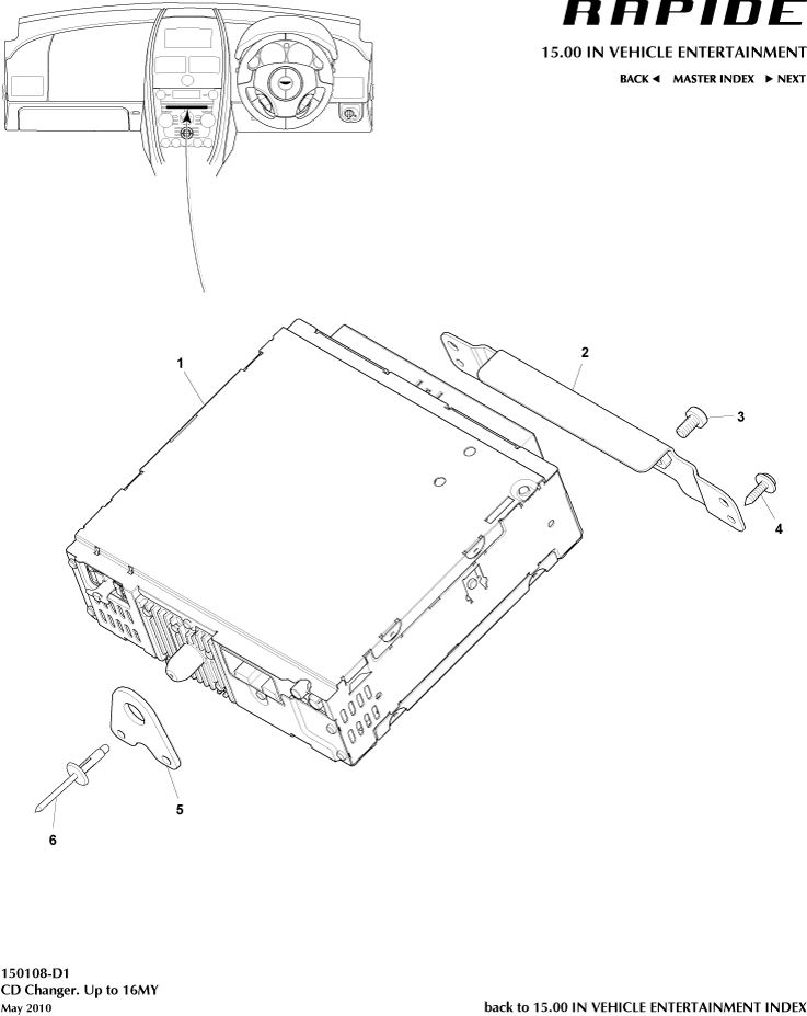 CD Changer, Up to 16MY of Aston Martin Aston Martin GT RAPIDE (2010-2019)
