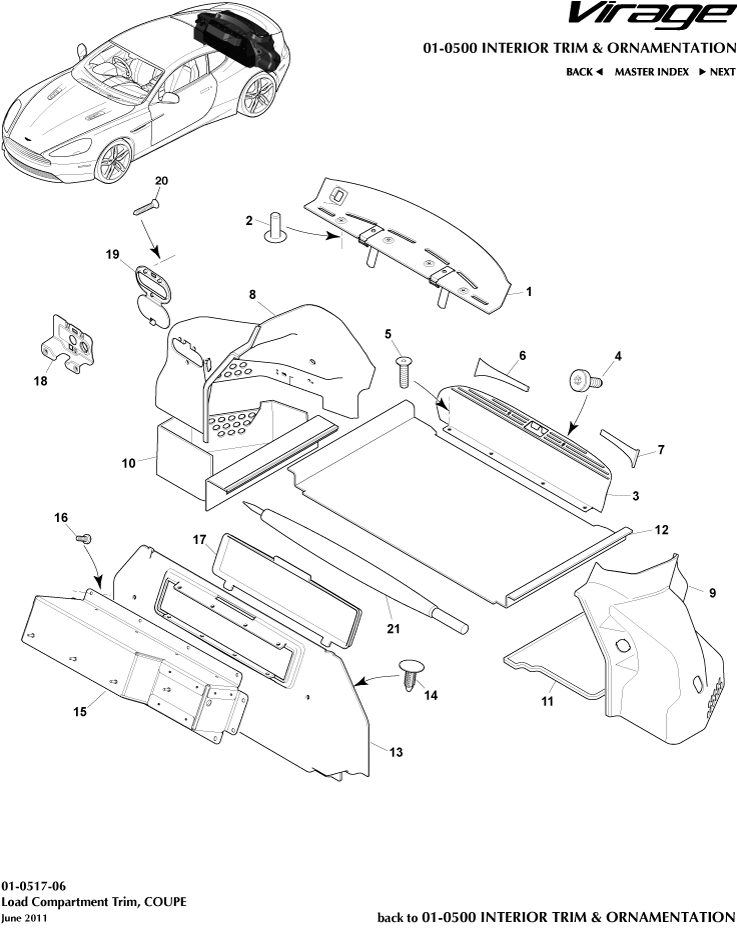 Interior Trim & Ornamentation - Load Compartment Trim, Coupe of Aston Martin Aston Martin GT VIRAGE (2012-2013)