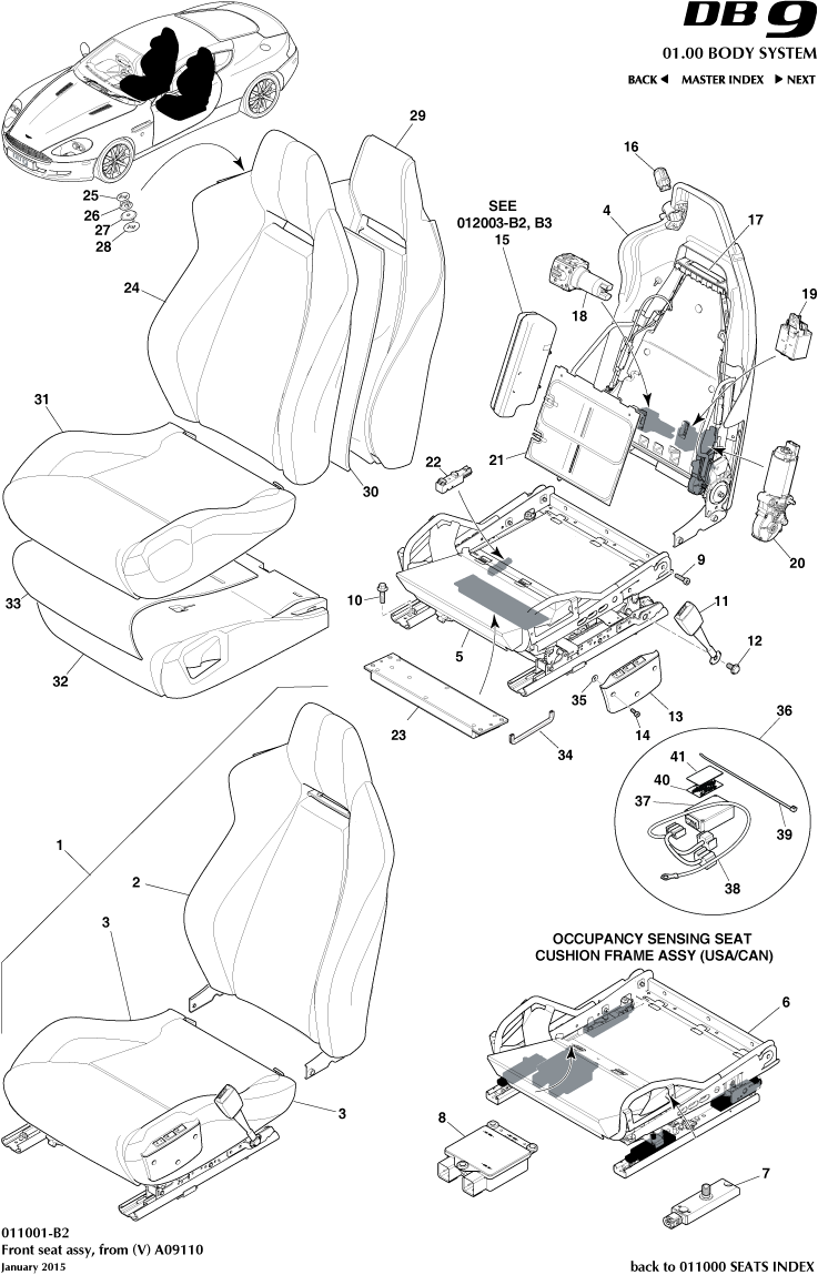 Front Seat from (V) A09110 of Aston Martin Aston Martin GT DB9 (2004-2017)