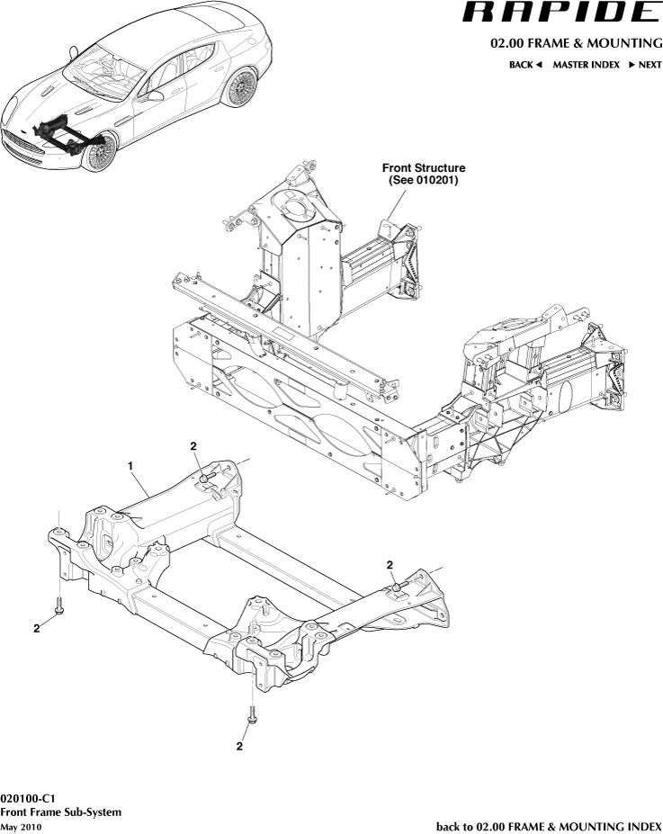 Front Subframe of Aston Martin Aston Martin GT RAPIDE (2010-2019)
