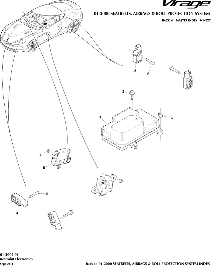 Occupant Restraining Devices - Restraint Electronics of Aston Martin Aston Martin GT VIRAGE (2012-2013)