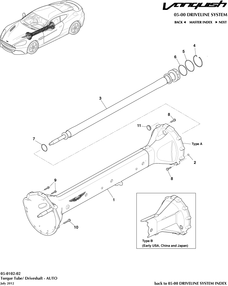 Torque Tube Assembly, 6 spd of Aston Martin Aston Martin GT VANQUISH (2013-2018)