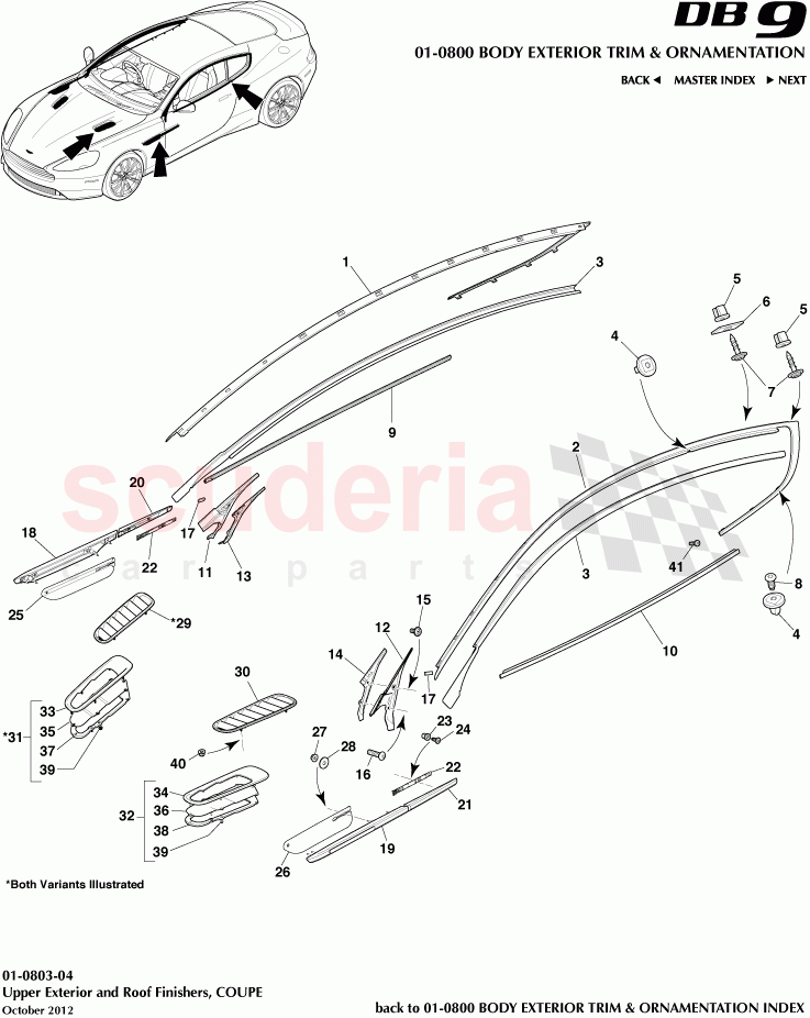 Upper Exterior and Roof Finishers, COUPE of Aston Martin Aston Martin DB9 (2013-2016)