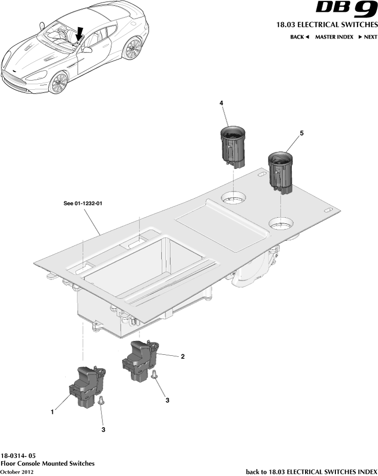 Electrical Switches - Floor Console Switches of Aston Martin Aston Martin GT DB9 (2004-2017)