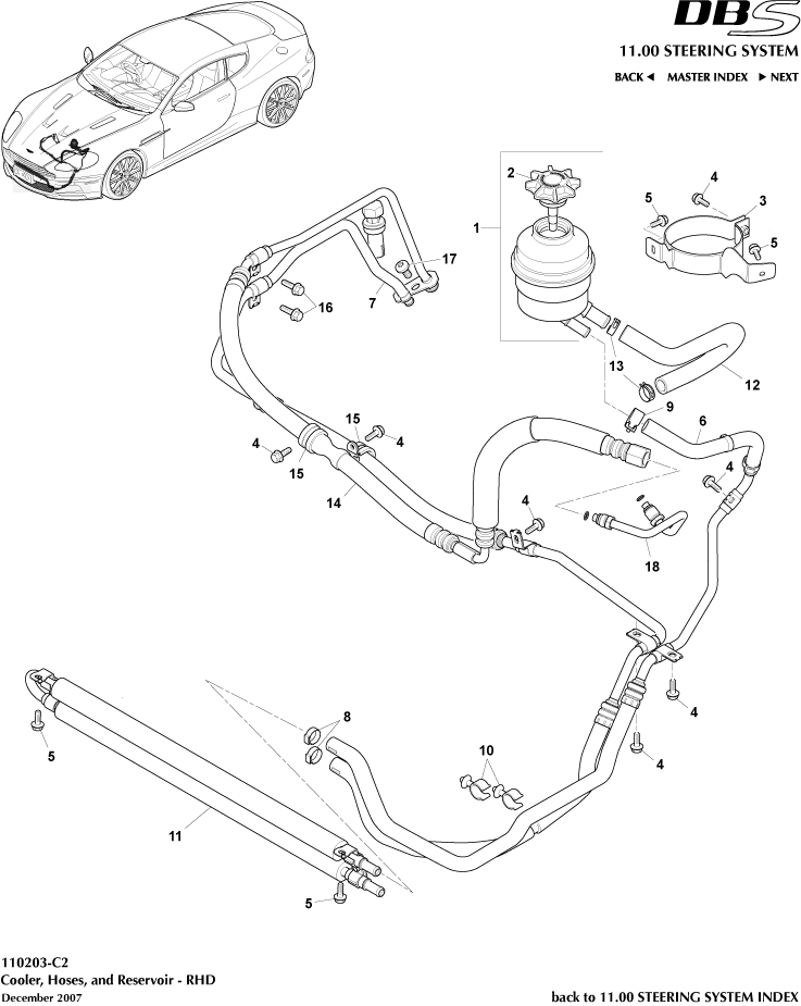 Cooler, Hoses & Reservoir, RHD of Aston Martin Aston Martin GT DBS (2007-2012)