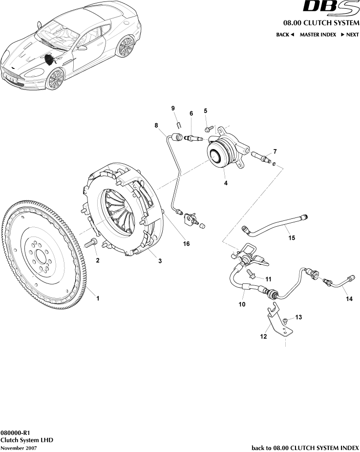 Clutch System, LHD of Aston Martin Aston Martin GT DBS (2007-2012)