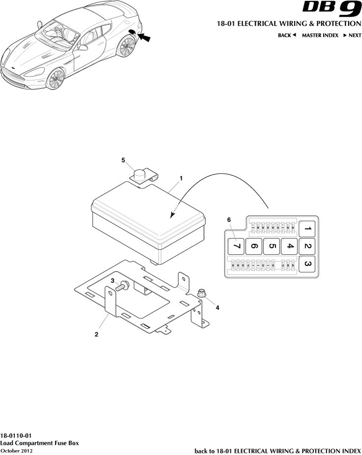 Electrical Wiring & Protection - Load Compartment Fusebox of Aston Martin Aston Martin GT DB9 (2004-2017)