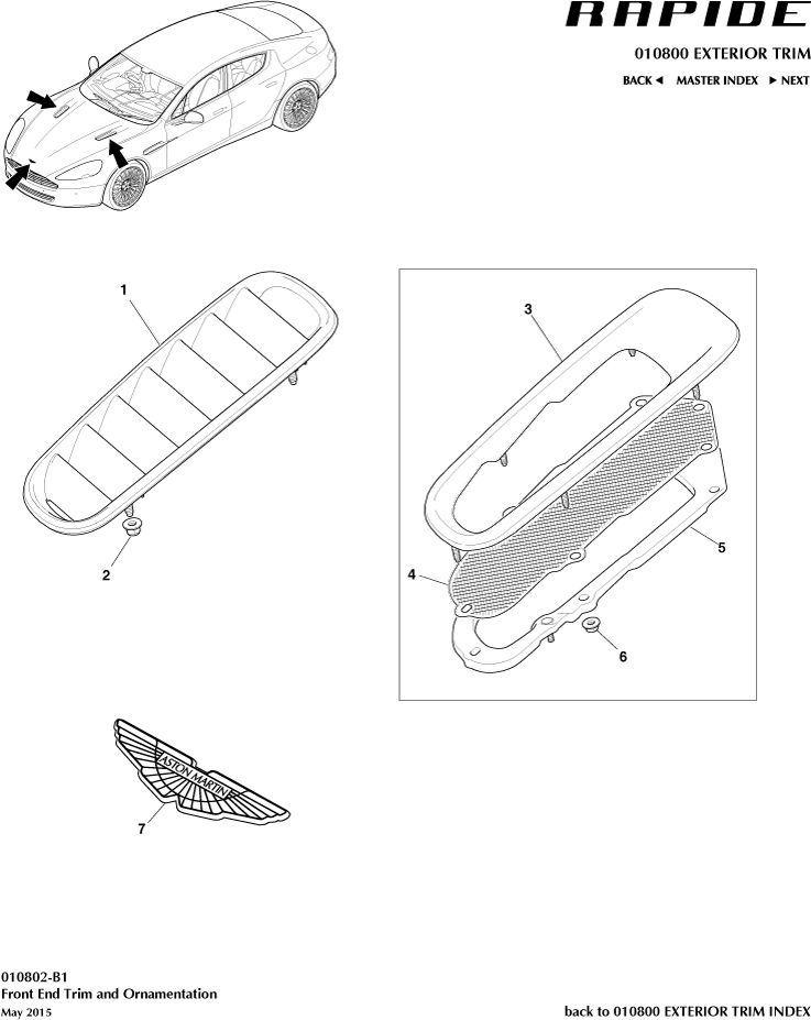 Body Exterior Trim & Ornamentation - Front End Trim of Aston Martin Aston Martin GT RAPIDE (2010-2019)