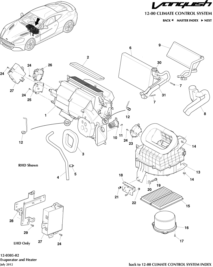 HVAC Unit of Aston Martin Aston Martin GT VANQUISH (2013-2018)