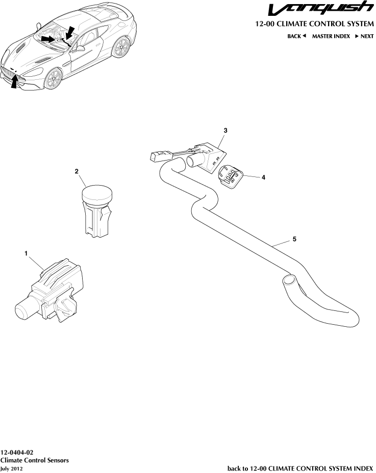 Sensors of Aston Martin Aston Martin GT VANQUISH (2013-2018)