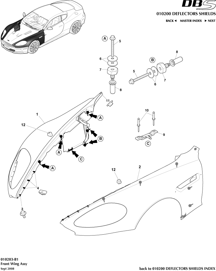 Front Structure - Front Wing Assembly of Aston Martin Aston Martin GT DBS (2007-2012)