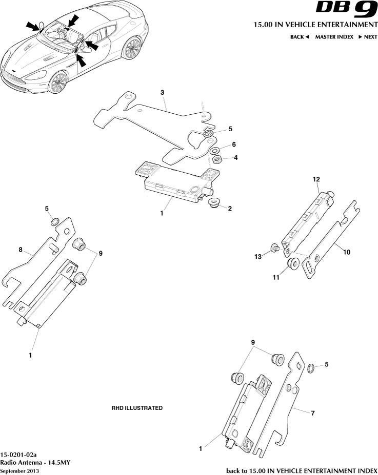 Radio Antenna, 14.5MY of Aston Martin Aston Martin GT DB9 (2004-2017)