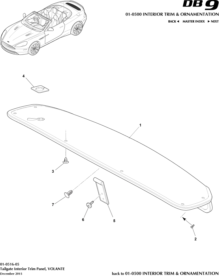 Interior Trim & Ornamentation - Tailgate Trim Panel, Volante of Aston Martin Aston Martin GT DB9 (2004-2017)