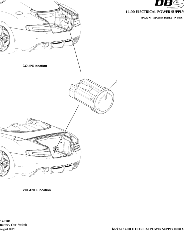 Battery Off Switch of Aston Martin Aston Martin GT DBS (2007-2012)