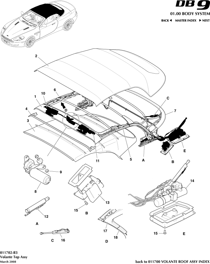 Volante Roof - Volante Roof Assembly of Aston Martin Aston Martin GT DB9 (2004-2017)