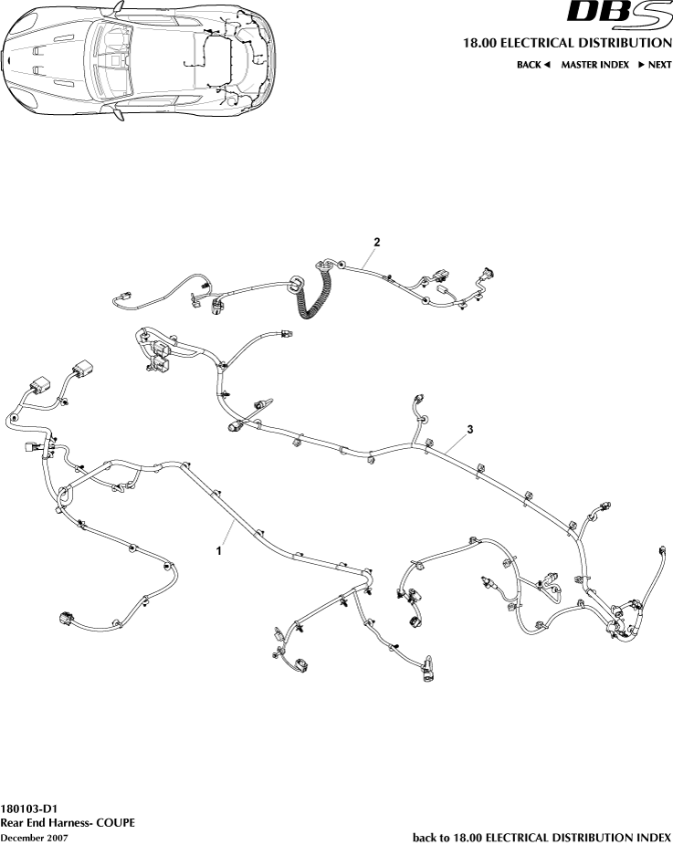 Rear End Harness, Coupe of Aston Martin Aston Martin GT DBS (2007-2012)
