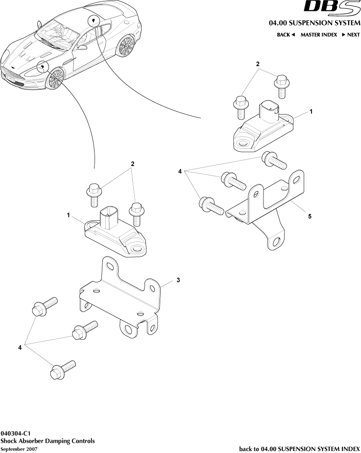 Shock Absorber Damping Controls of Aston Martin Aston Martin GT DBS (2007-2012)