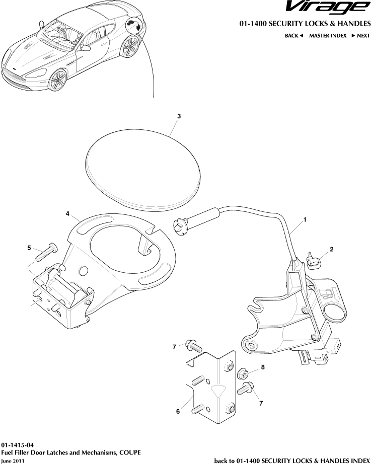 Handles & Locks Mechanisms - Fuel Filler Mechanism, Coupe of Aston Martin Aston Martin GT VIRAGE (2012-2013)