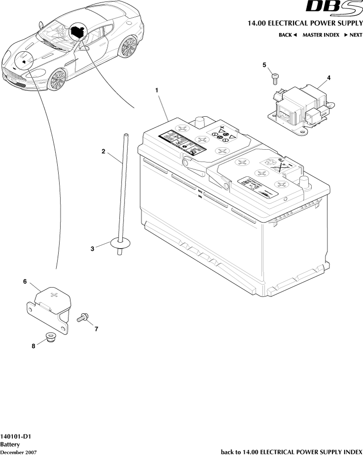 Battery of Aston Martin Aston Martin GT DBS (2007-2012)