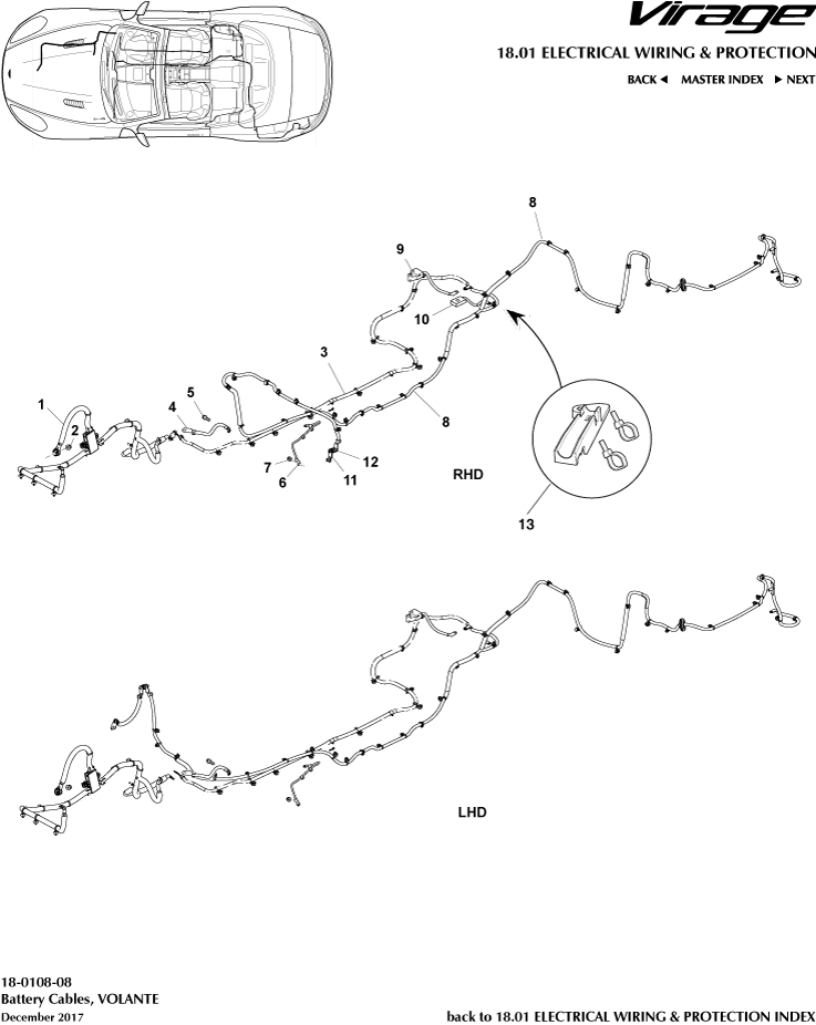 Electrical Wiring & Protection - Battery Cables, Volante of Aston Martin Aston Martin GT VIRAGE (2012-2013)