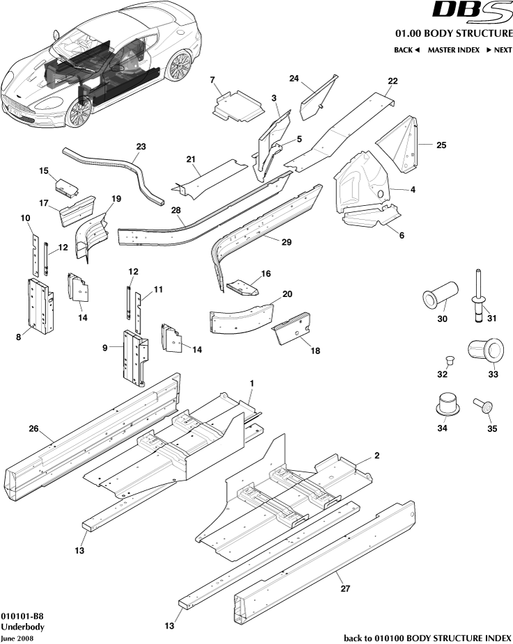 Body Structure - Underbody of Aston Martin Aston Martin GT DBS (2007-2012)