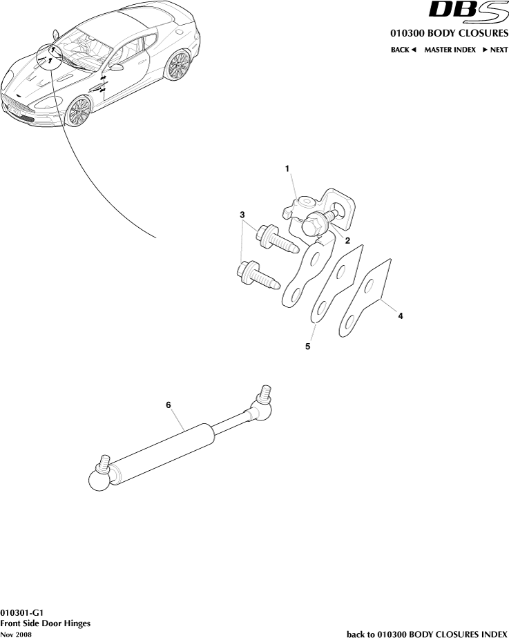 Body Closures - Door Hinges of Aston Martin Aston Martin GT DBS (2007-2012)