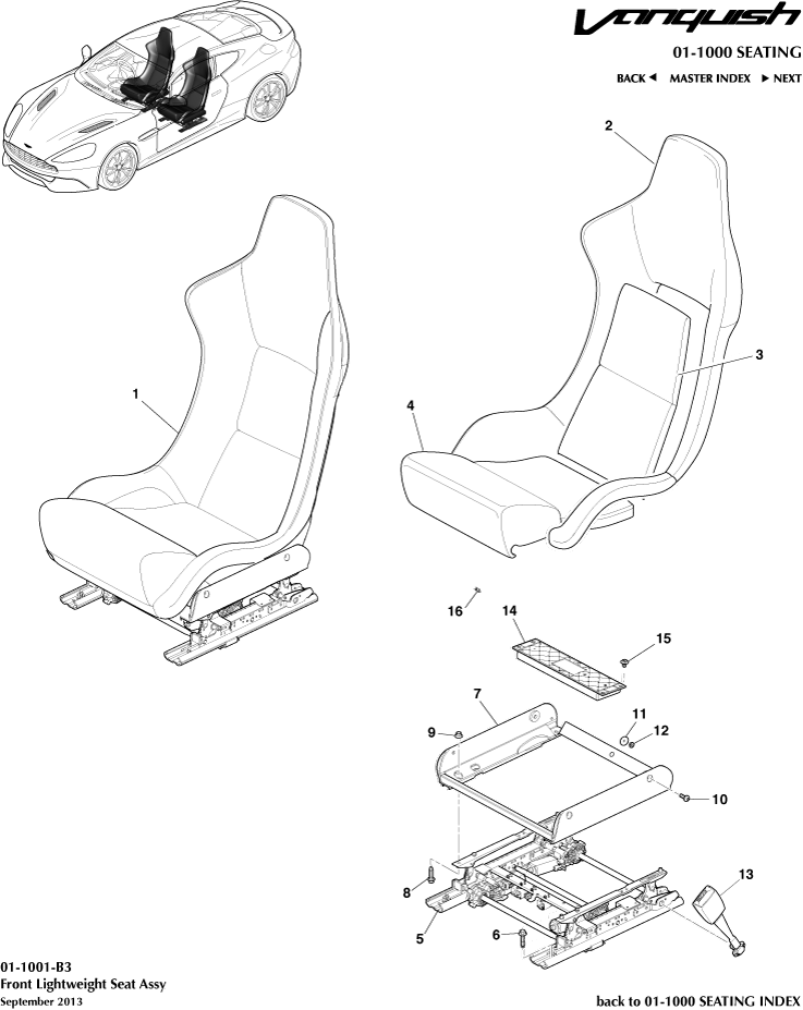 Front Lightweight Seats of Aston Martin Aston Martin GT VANQUISH (2013-2018)
