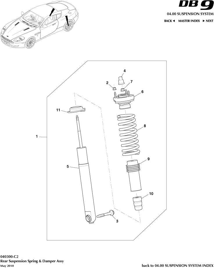 Rear Spring & Damper, to 09MY of Aston Martin Aston Martin GT DB9 (2004-2017)