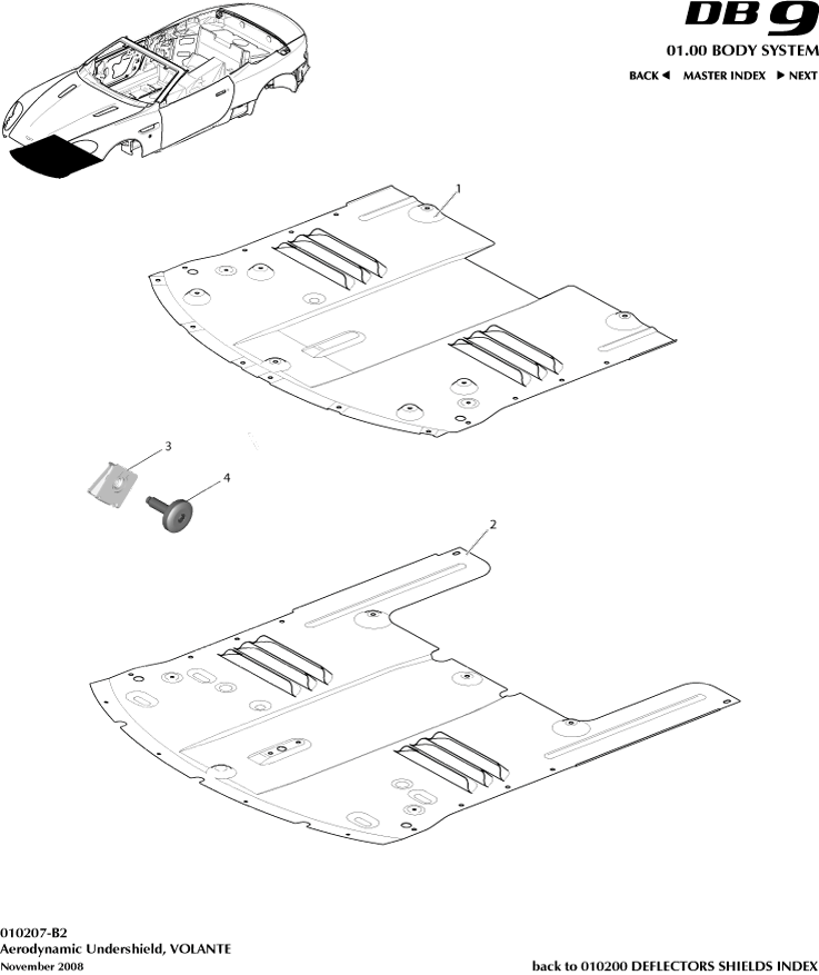 Front Structure - Front Undershield, Volante of Aston Martin Aston Martin GT DB9 (2004-2017)