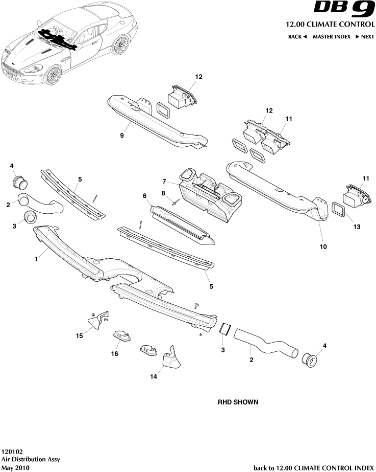 Air Distribution Components of Aston Martin Aston Martin GT DB9 (2004-2017)