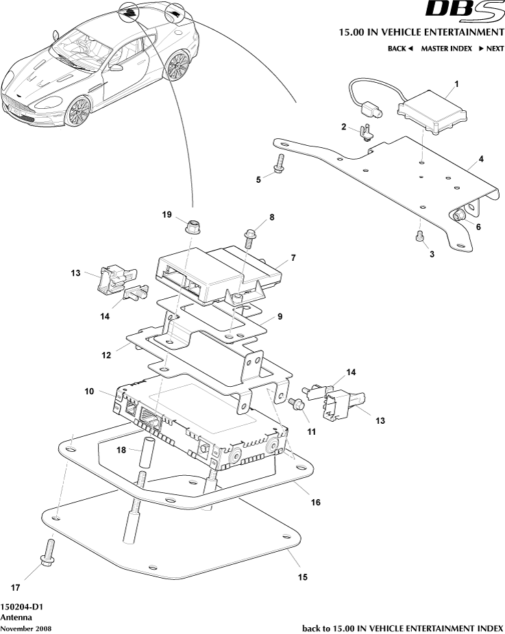 SDARS Antenna of Aston Martin Aston Martin GT DBS (2007-2012)