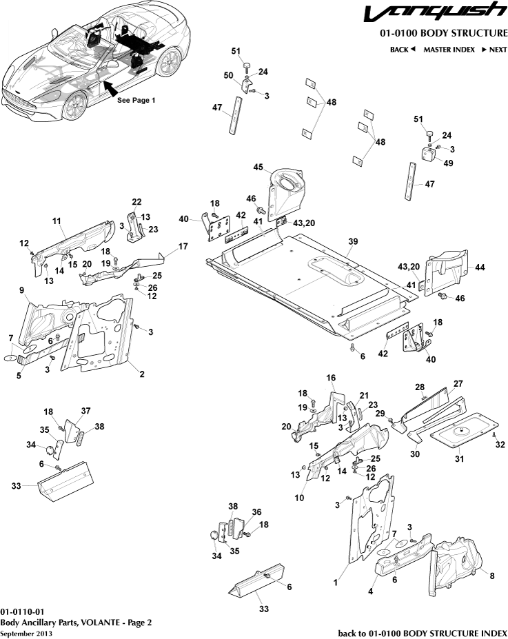 Body Structure - Ancillary Parts, Volante, page 2 of Aston Martin Aston Martin GT VANQUISH (2013-2018)