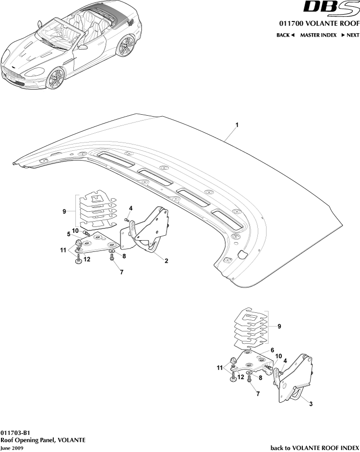 Volante Roof - Roof Opening Panel of Aston Martin Aston Martin GT DBS (2007-2012)