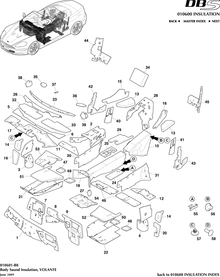 Body Insulation, Volante of Aston Martin Aston Martin GT DBS (2007-2012)