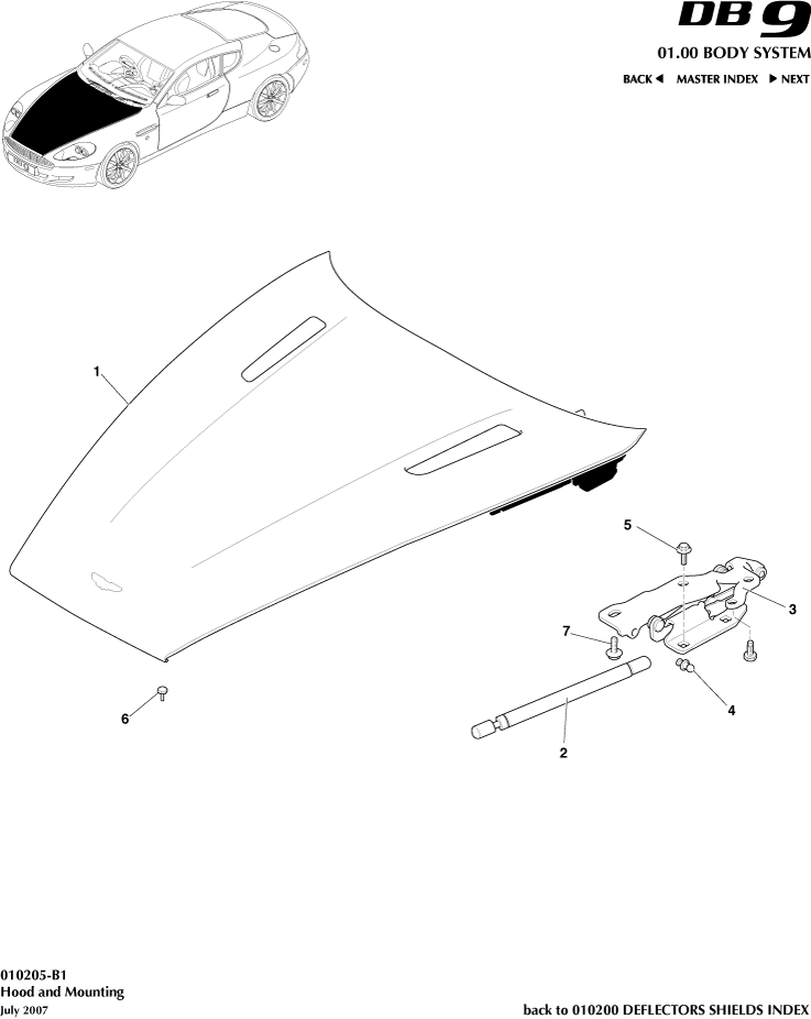 Front Structure - Bonnet and Mounting of Aston Martin Aston Martin GT DB9 (2004-2017)